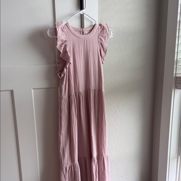 Pink Ruffled Maxi Dress - Picture 1 of 4